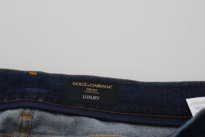 Eleganti pantaloni in denim lavati blu