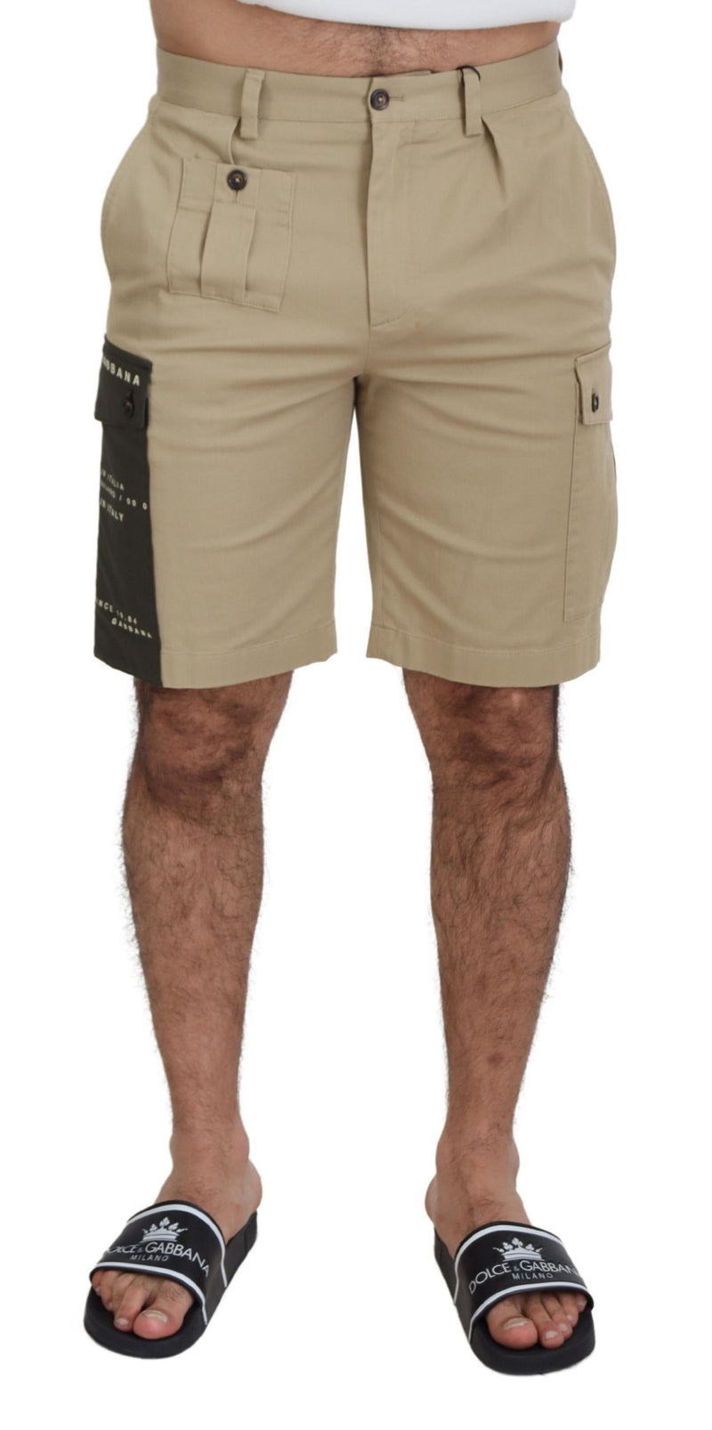 Elegante beige Baumwollmischungs -Designer -Shorts