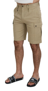 Elegante beige Baumwollmischungs -Designer -Shorts