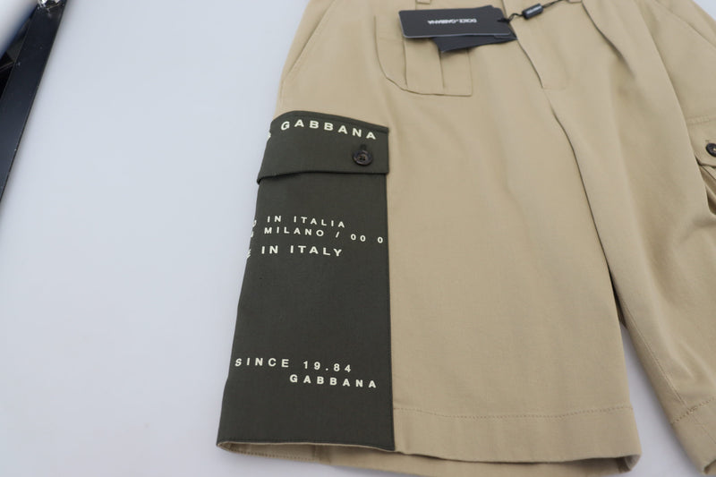 Eleganti pantaloncini da design di miscele di cotone beige