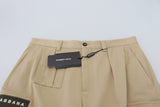 Elegante beige Baumwollmischungs -Designer -Shorts