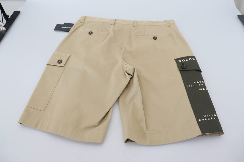 Elegantes pantalones cortos de diseñador de mezcla de algodón beige beige