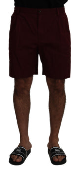 Elegante Maroon -Baumwoll -Mischshorts