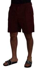 Elegante Maroon -Baumwoll -Mischshorts