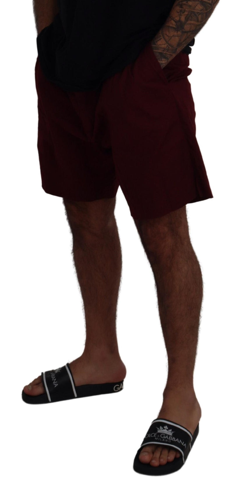 Elegante Maroon -Baumwoll -Mischshorts