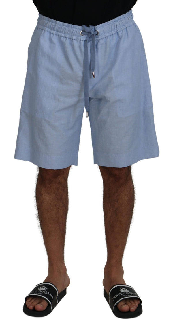 Elegante hellblaue Leinen-Rocal-Sommershorts