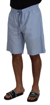 Elegante hellblaue Leinen-Rocal-Sommershorts