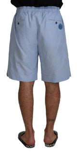 Elegante hellblaue Leinen-Rocal-Sommershorts