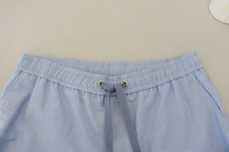 Eleganti pantaloncini estivi in ​​lino blu chiaro