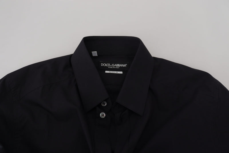 Camisa de vestir de algodón negro elegante Fit Negro