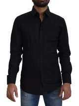 Camicia da abito di cotone nero chic