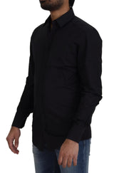 Camicia da abito di cotone nero chic