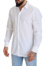 Elegancia camisa de vestir de algodón blanco reinventado