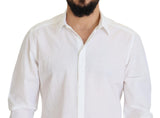 Elegancia camisa de vestir de algodón blanco reinventado