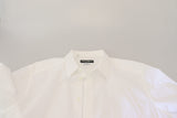 Elegancia camisa de vestir de algodón blanco reinventado