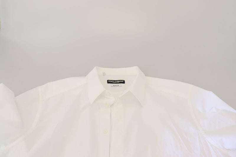 Elegancia camisa de vestir de algodón blanco reinventado