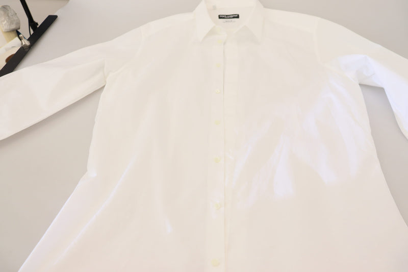 Élégance chemise de robe en coton blanc repensé