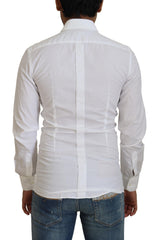 Elegant White Cotton Robe Shirt Slim Fit