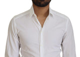 Elegante camicia in cotone bianco in forma slim