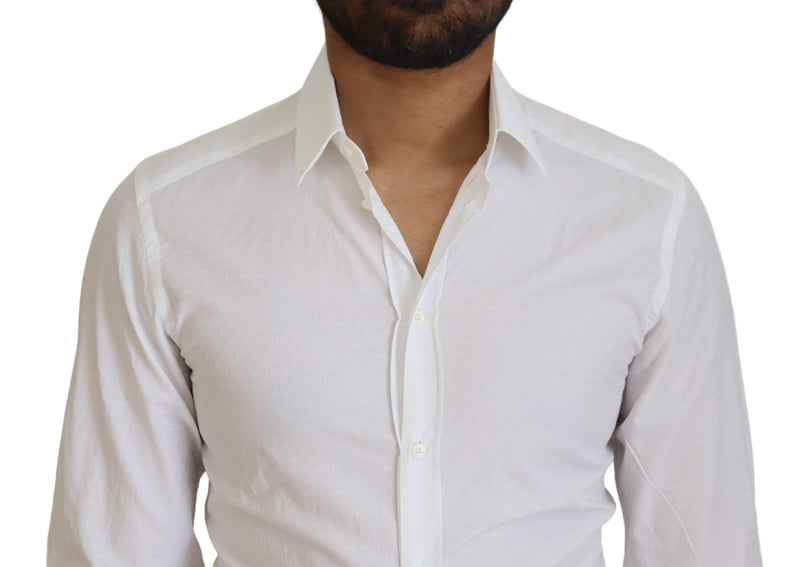 Elegant White Cotton Robe Shirt Slim Fit