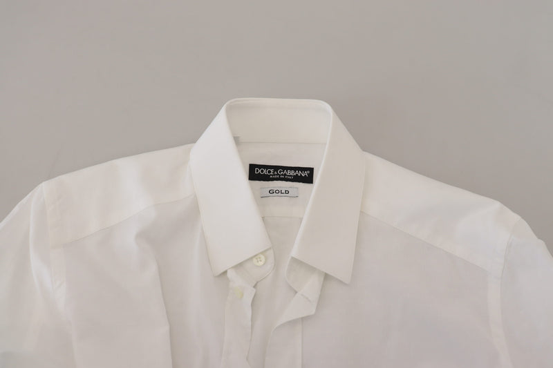 Elegante camisa de vestir de algodón blanco en forma