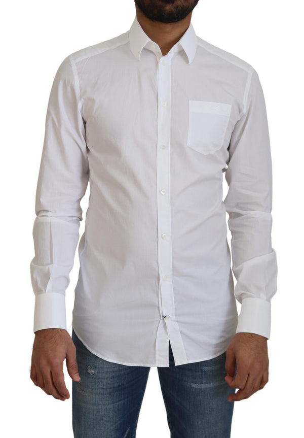 Elegante camisa de vestir blanca delgada