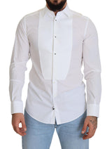 Elegante camisa de ajuste de algodón blanco de algodón delgado