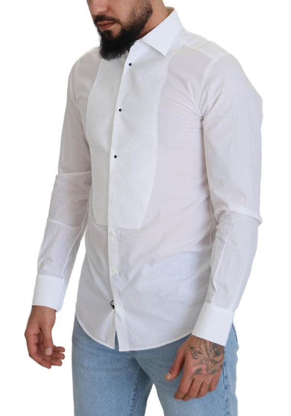 Elegant White Cotton Poplin Slim Fit Shirt