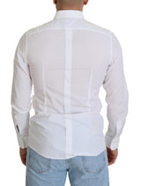 Elegante camisa de ajuste de algodón blanco de algodón delgado