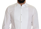 Elegante camisa de ajuste de algodón blanco de algodón delgado