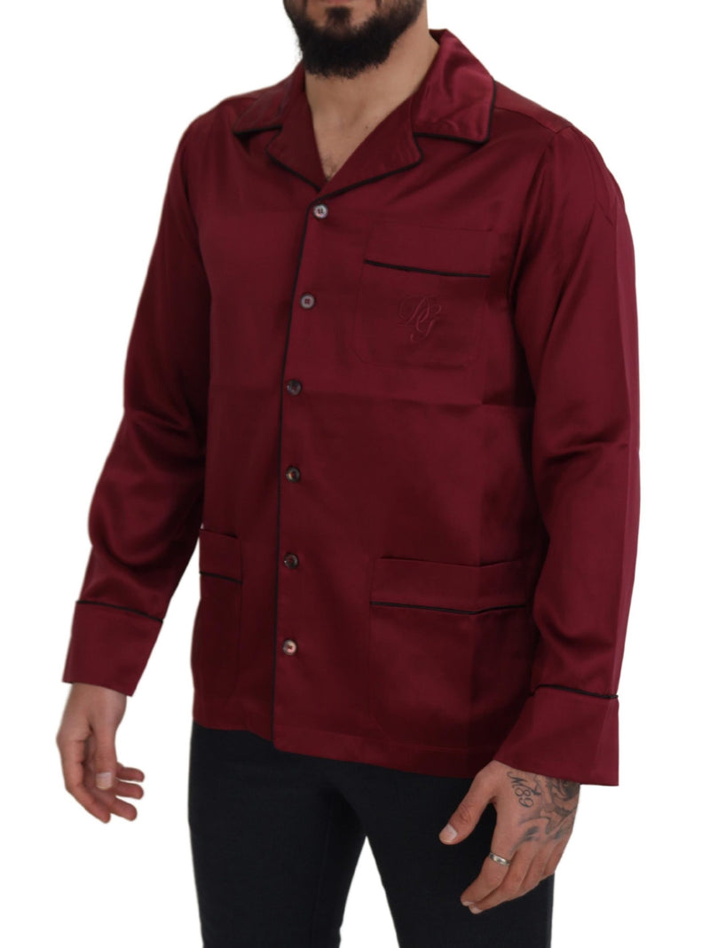 Élégant pyjama de chemise de nuit rouge en soie