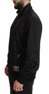 Elegante maglione zip completo nero