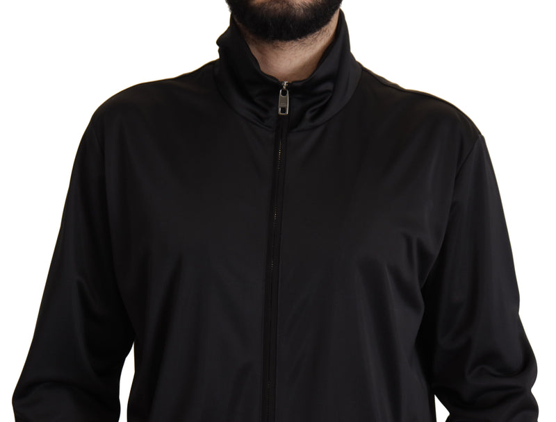 Elegante maglione zip completo nero