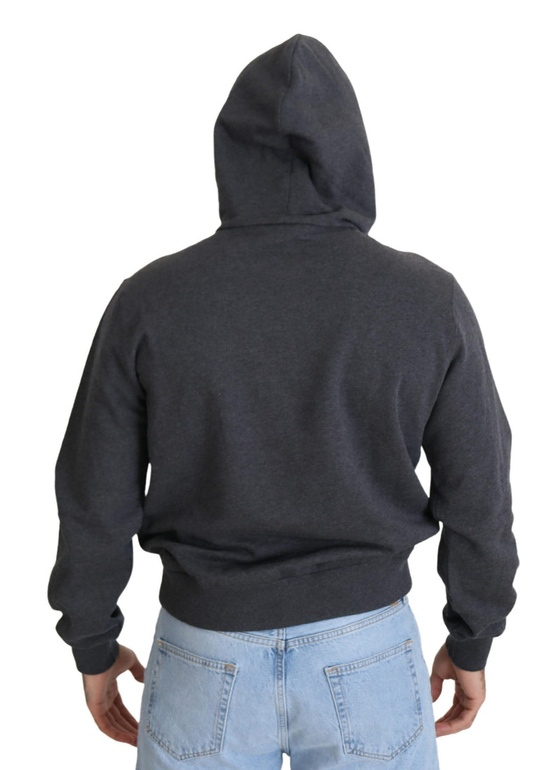 Sudadera con capucha de algodón gris elegante