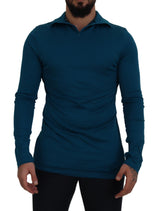 Eleganter blauer Baumwollpullover -Pullover