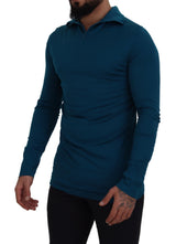 Eleganter blauer Baumwollpullover -Pullover