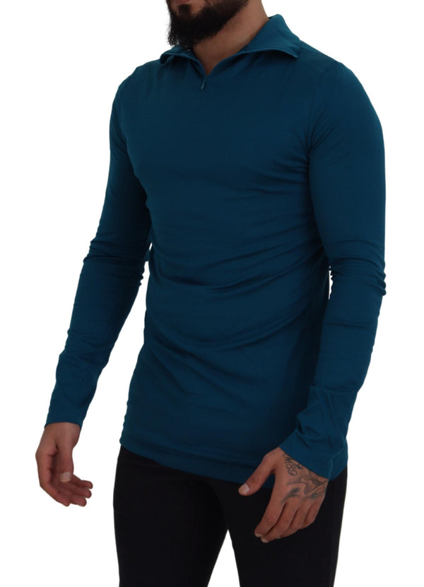 Eleganter blauer Baumwollpullover -Pullover