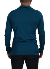 Eleganter blauer Baumwollpullover -Pullover