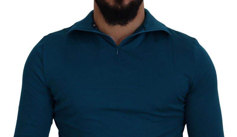 Elegante suéter de jersey de algodón azul