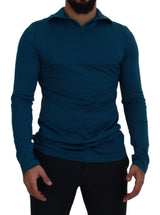 Elegante maglione pullover di cotone blu