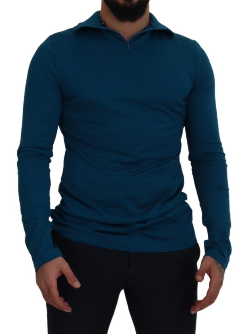 Eleganter blauer Baumwollpullover -Pullover