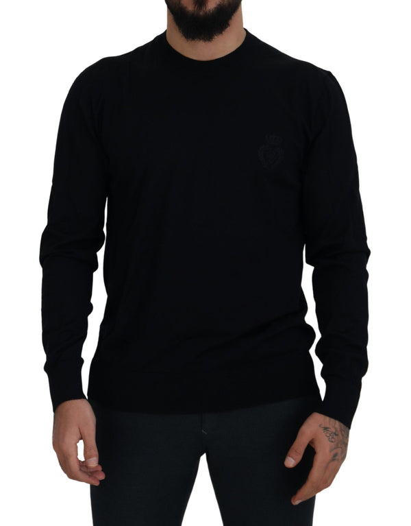 Elegante maglione pullover di lana vergine nera