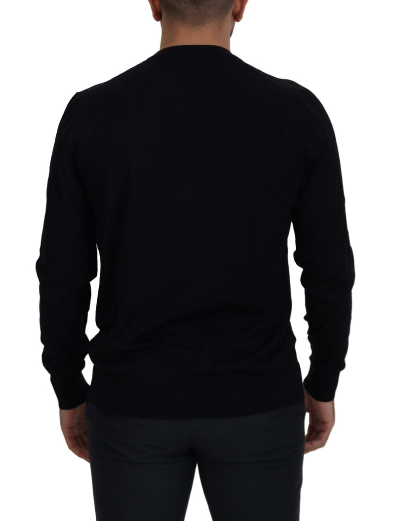 Elegante maglione pullover di lana vergine nera