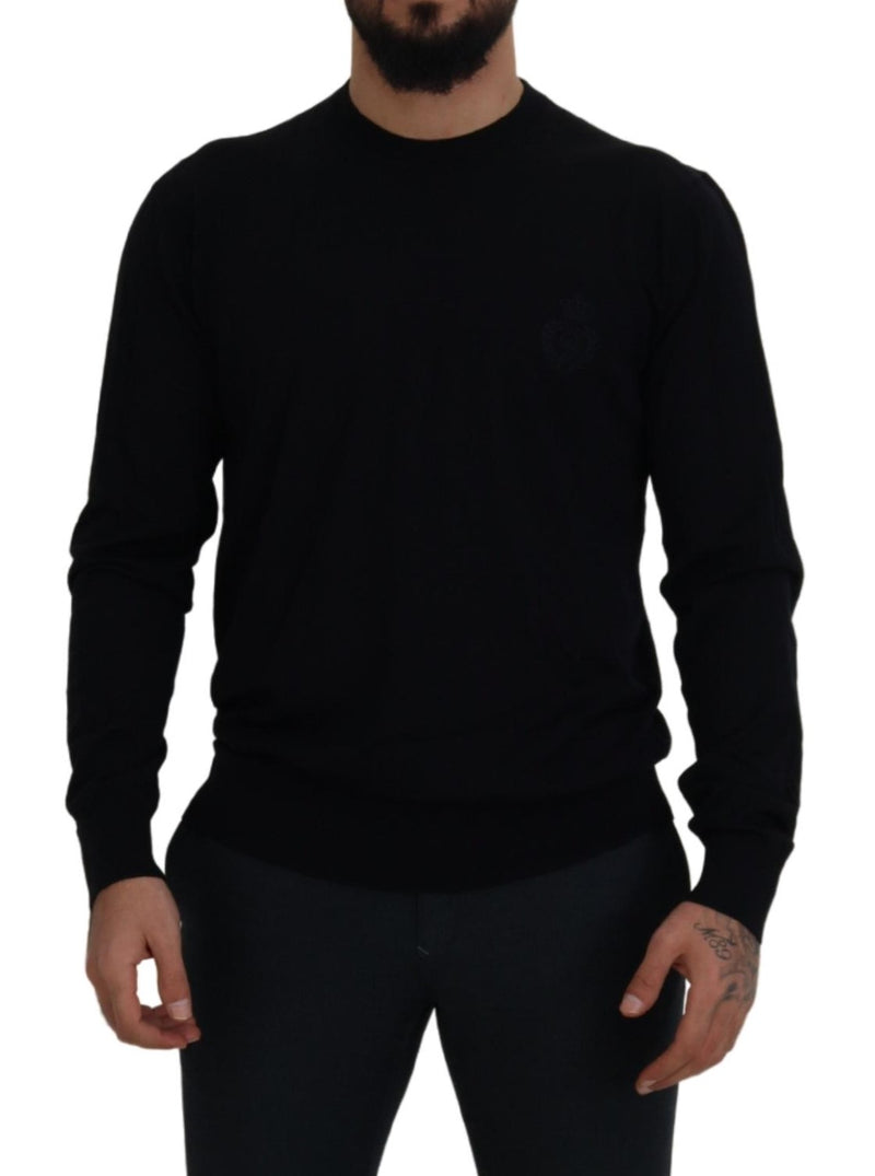 Elegante maglione pullover di lana vergine nera