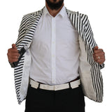 Eleganter weißer, gestreifte Single Breasted Blazer