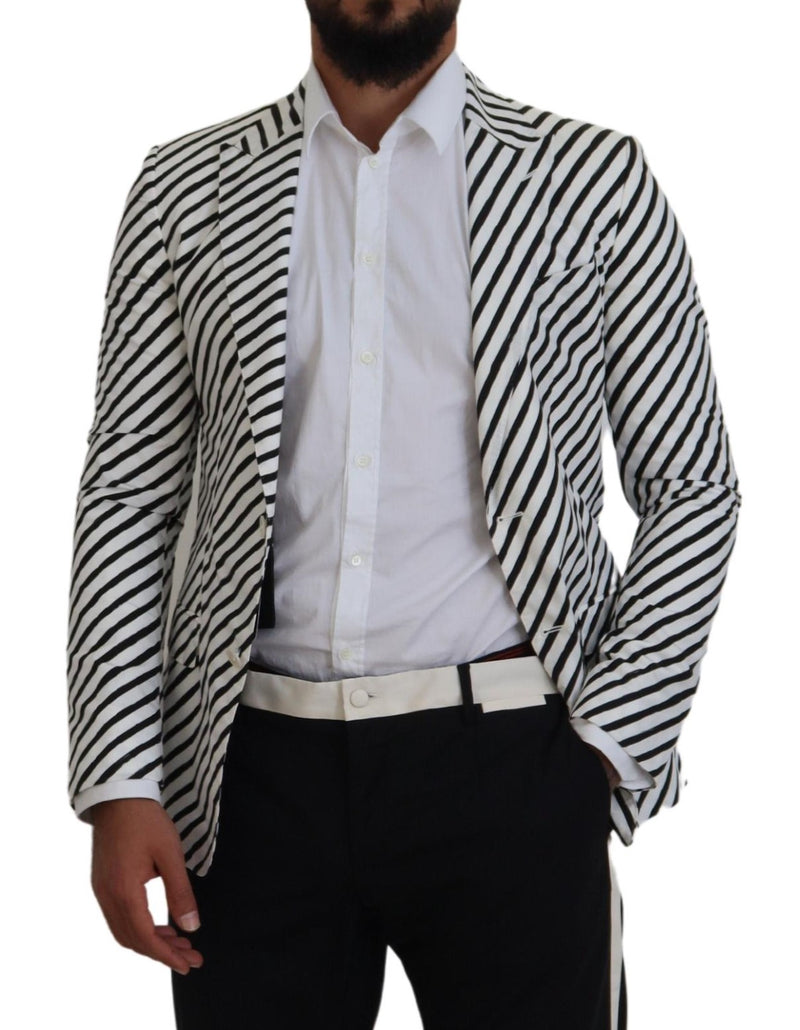 Eleganter weißer, gestreifte Single Breasted Blazer