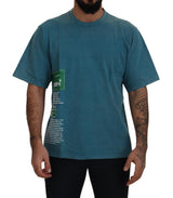 Eleganter Crew Neck -Baumwoll -T -Shirt in Blau