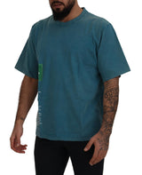 Eleganter Crew Neck -Baumwoll -T -Shirt in Blau