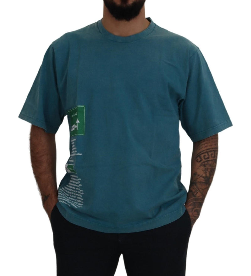 Eleganter Crew Neck -Baumwoll -T -Shirt in Blau