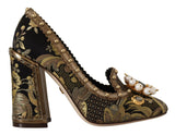 Elegante Gold Jacquard Brocade Pumps